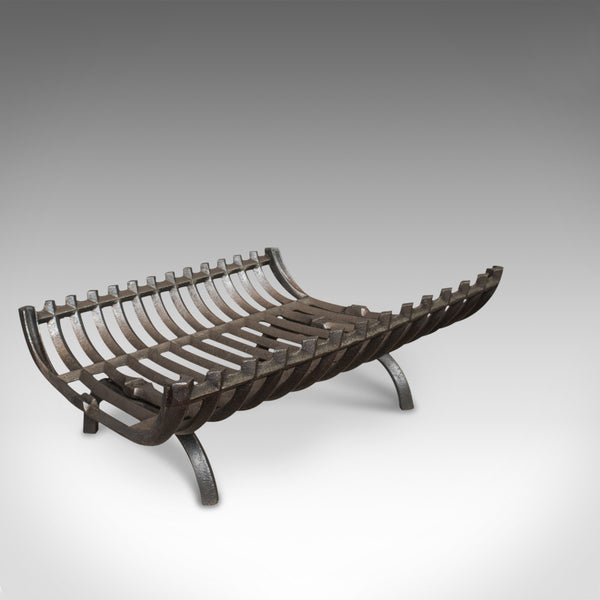 Antique Fire Grate, English, Cast Iron, Basket, Fireplace, Graphite, Victorian - London Fine Antiques