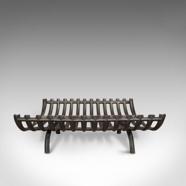 Antique Fire Grate, English, Cast Iron, Basket, Fireplace, Graphite, Victorian - London Fine Antiques