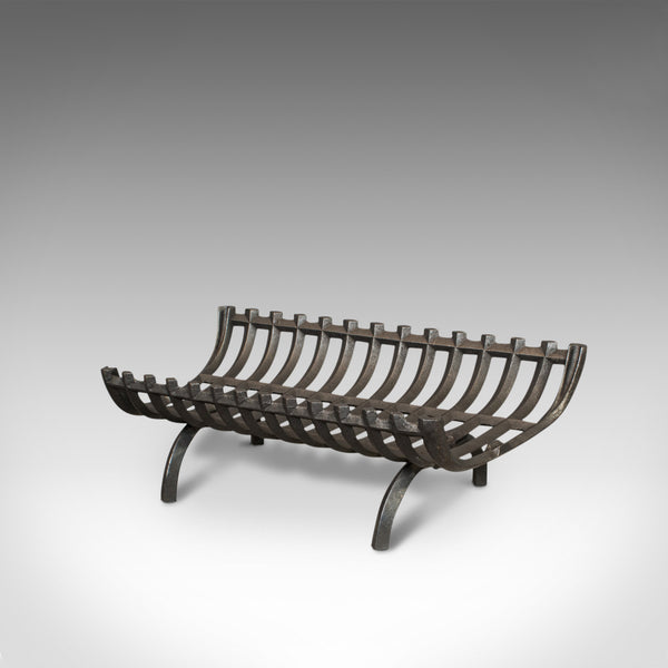 Antique Fire Grate, English, Cast Iron, Basket, Fireplace, Graphite, Victorian - London Fine Antiques