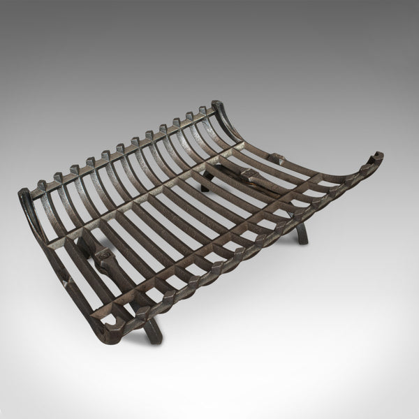 Antique Fire Grate, English, Cast Iron, Basket, Fireplace, Graphite, Victorian - London Fine Antiques