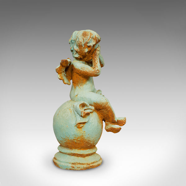Vinatge Putto Ornament, English, Cast Iron, Cherub, Garden, Statuette - London Fine Antiques