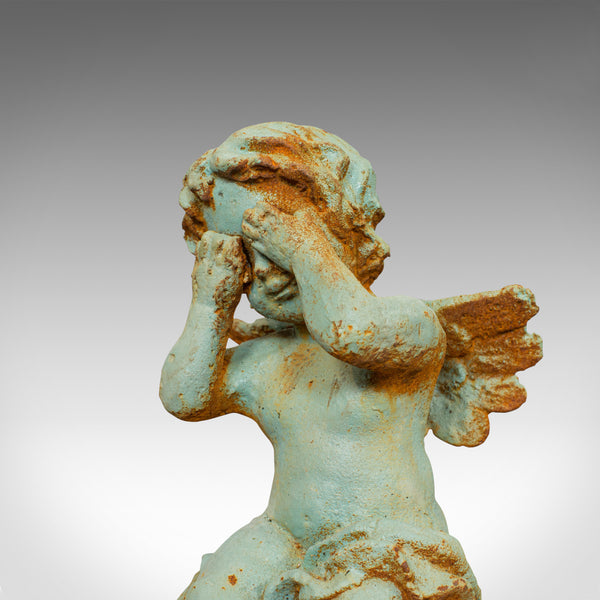Vinatge Putto Ornament, English, Cast Iron, Cherub, Garden, Statuette - London Fine Antiques
