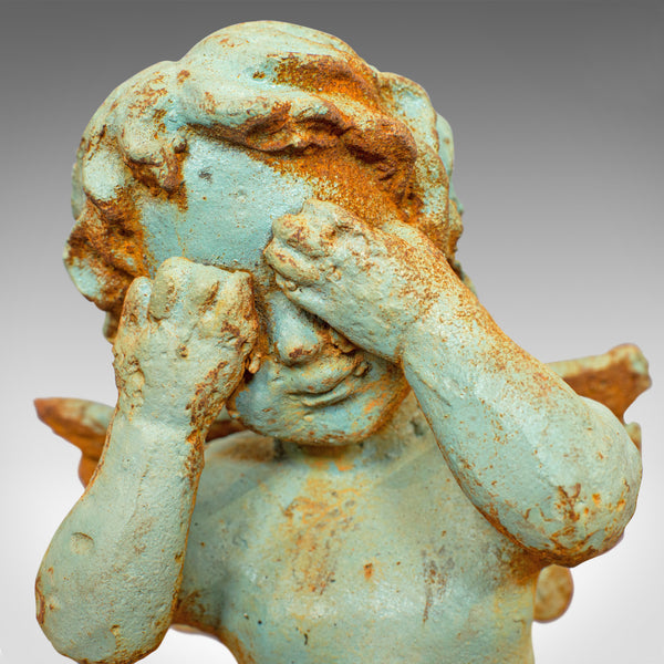 Vinatge Putto Ornament, English, Cast Iron, Cherub, Garden, Statuette - London Fine Antiques