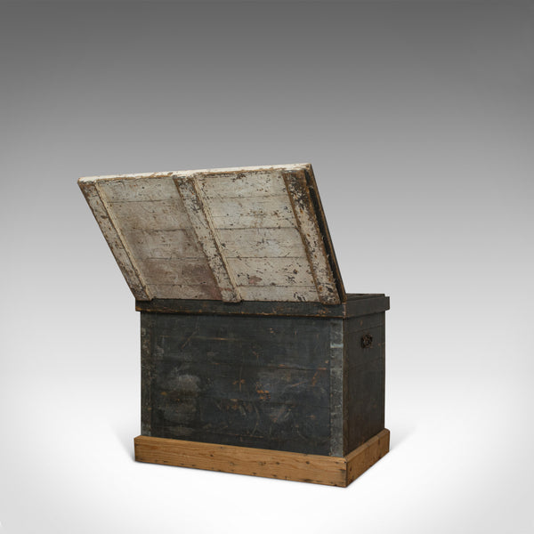 Antique Travel Trunk, English, Pine, Zinc Lined, Carriage Chest, Victorian - London Fine Antiques