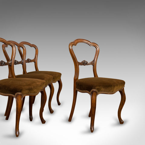 Antique Set of Chairs, English, Walnut, Suite, 4 Dining Chairs, Victorian C.1840 - London Fine Antiques