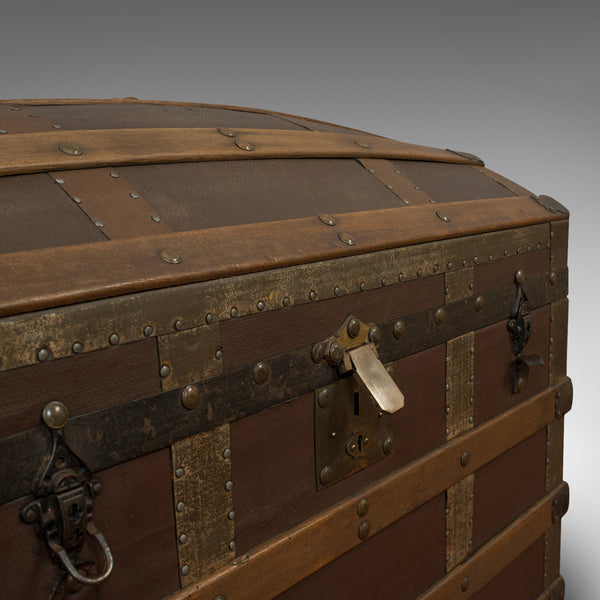 Antique Dome Top Trunk, English, Oak, Carriage Chest, Coffer, Edwardian, C.1910 - London Fine Antiques