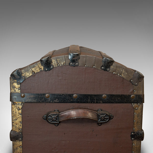 Antique Dome Top Trunk, English, Oak, Carriage Chest, Coffer, Edwardian, C.1910 - London Fine Antiques