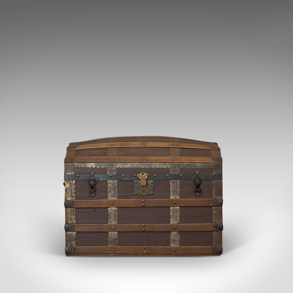 Antique Dome Top Trunk, English, Oak, Carriage Chest, Coffer, Edwardian, C.1910 - London Fine Antiques