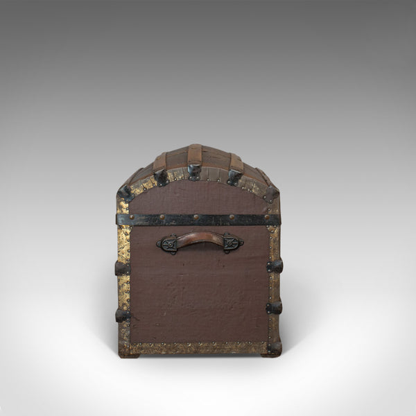 Antique Dome Top Trunk, English, Oak, Carriage Chest, Coffer, Edwardian, C.1910 - London Fine Antiques