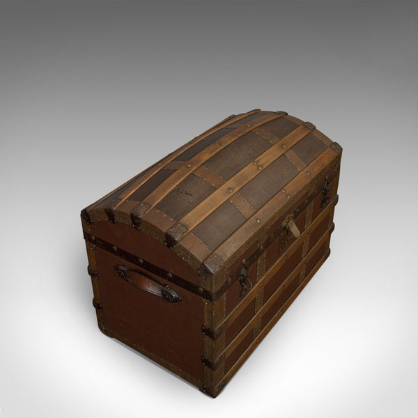 Antique Dome Top Trunk, English, Oak, Carriage Chest, Coffer, Edwardian, C.1910 - London Fine Antiques