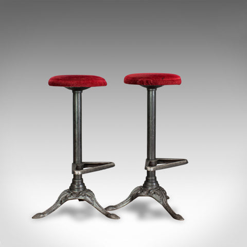 Vintage, Pair Of, Bar Stools, English, Cast Alloy, Victorian Taste, 20th Century - London Fine Antiques