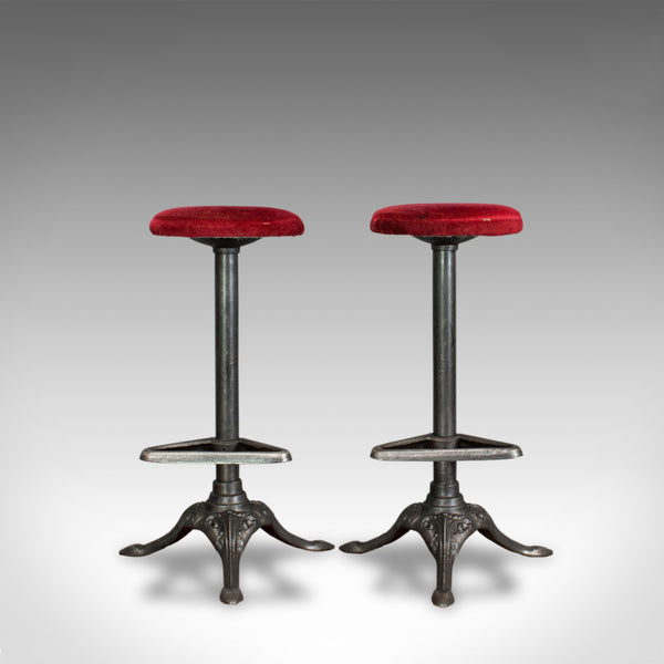 Vintage, Pair Of, Bar Stools, English, Cast Alloy, Victorian Taste, 20th Century - London Fine Antiques