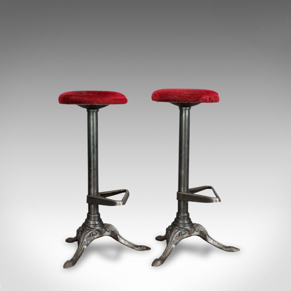 Vintage, Pair Of, Bar Stools, English, Cast Alloy, Victorian Taste, 20th Century - London Fine Antiques