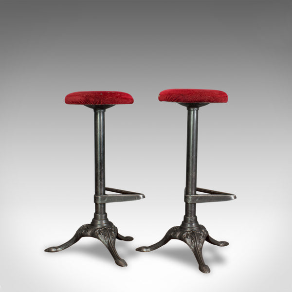 Vintage, Pair Of, Bar Stools, English, Cast Alloy, Victorian Taste, 20th Century - London Fine Antiques