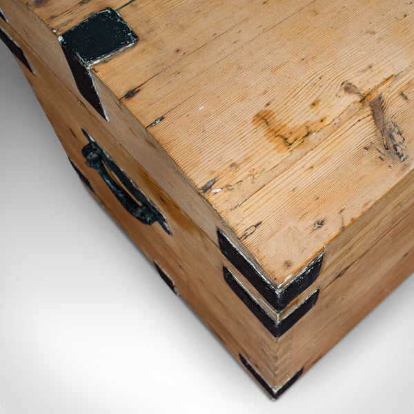 Antique Dome Top Carriage Chest, English, Iron Bound, Pine, Travelling Trunk - London Fine Antiques