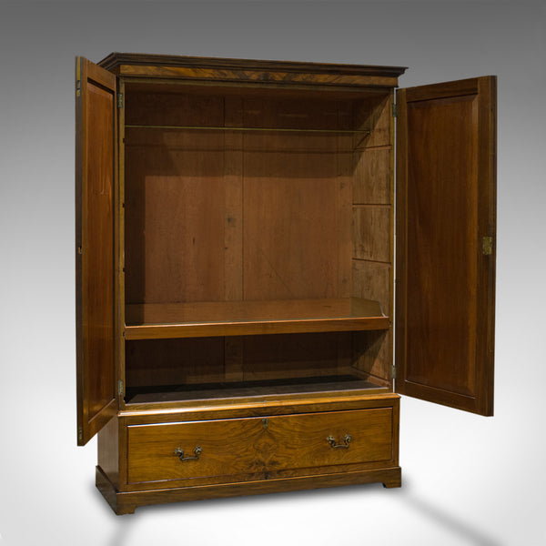 Antique Linen Press, French, Walnut, Wardrobe, Hanging Rail, Late 19th Century - London Fine Antiques