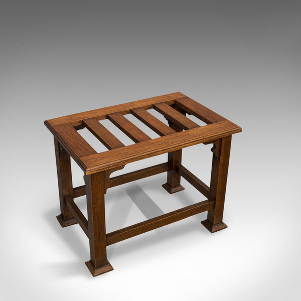 Antique Luggage Rack, Wadham and Sons, English, Oak, Suitcase, Trunk, Stand - London Fine Antiques