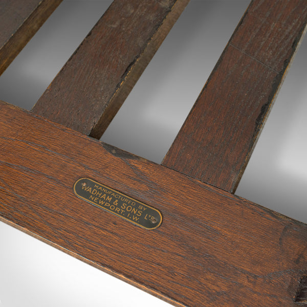 Antique Luggage Rack, Wadham and Sons, English, Oak, Suitcase, Trunk, Stand - London Fine Antiques