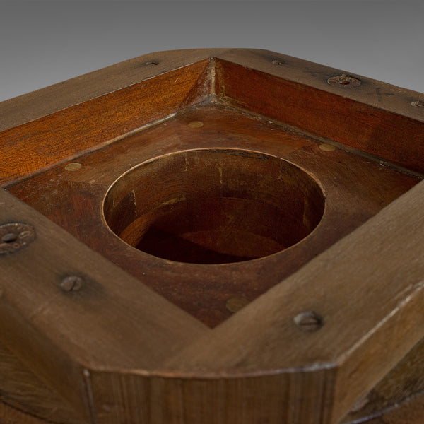 Vintage Mould, English, Mahogany, Maritime, Shipping, Drum, Coffee, Lamp, Table - London Fine Antiques