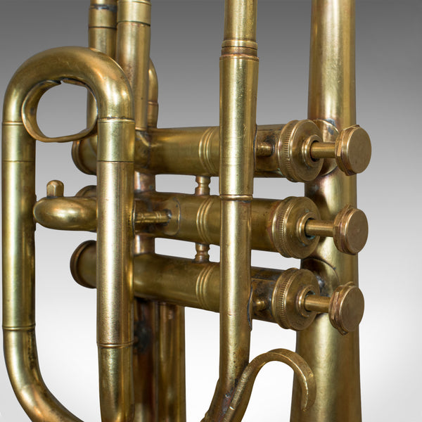 Vintage Trumpet Lamp, English, Oak, Brass, Musical Instrument, Light, Pendant - London Fine Antiques