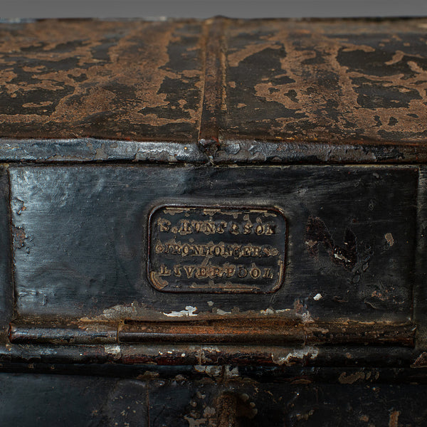 Antique Travel Trunk, English, Tin, Shipping Chest, Wildman, Vice Consulate - London Fine Antiques