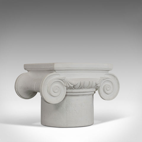 Vintage Ionic Capital, English, Plaster, Decorative, Pillar, Inscription, C.20th - London Fine Antiques