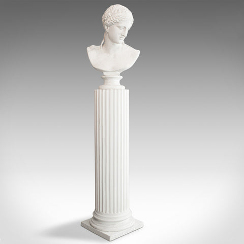 Vintage Bust on Pedestal, English, Plaster, Female Portrait, Doric Column - London Fine Antiques