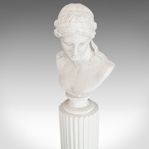 Vintage Bust on Pedestal, English, Plaster, Female Portrait, Doric Column - London Fine Antiques