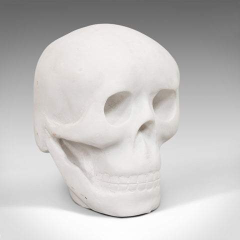Vintage Marble Skull, English, Bianco Assoluto, Paperweight, Ornament, C.20th - London Fine Antiques