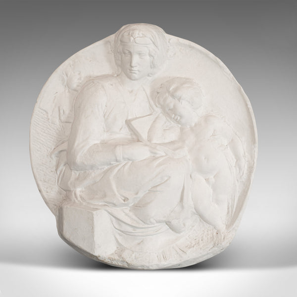 Plaster Cast Bas-Relief Portrait Pitti Tondo, Virgin and Child by Michelangelo - London Fine Antiques