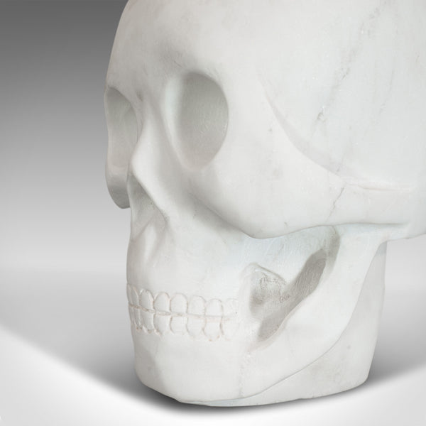 Vintage Ornamental Skull, English, White Marble, Decorative, Desk, Mantel - London Fine Antiques