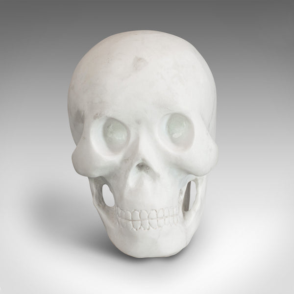 Vintage Ornamental Skull, English, White Marble, Decorative, Desk, Mantel - London Fine Antiques