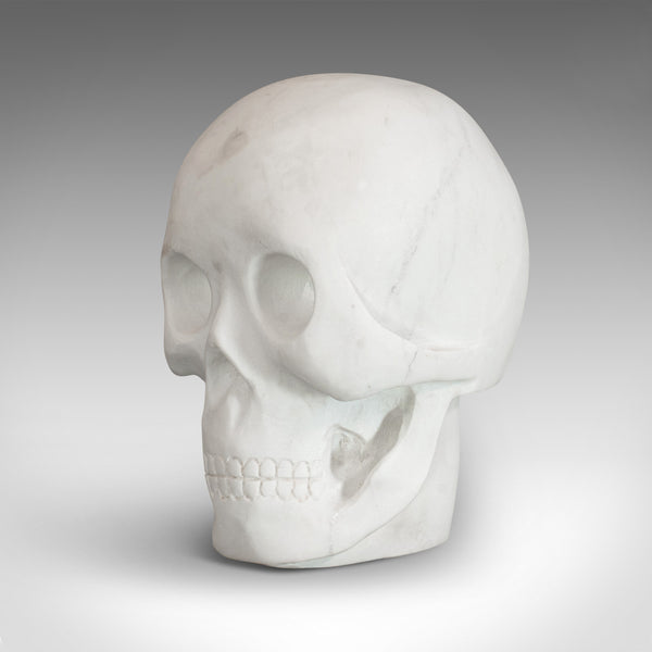 Vintage Ornamental Skull, English, White Marble, Decorative, Desk, Mantel - London Fine Antiques