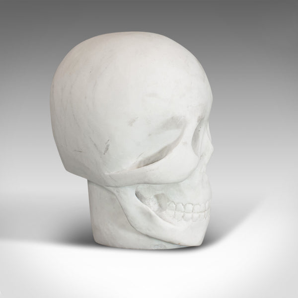 Vintage Ornamental Skull, English, White Marble, Decorative, Desk, Mantel - London Fine Antiques