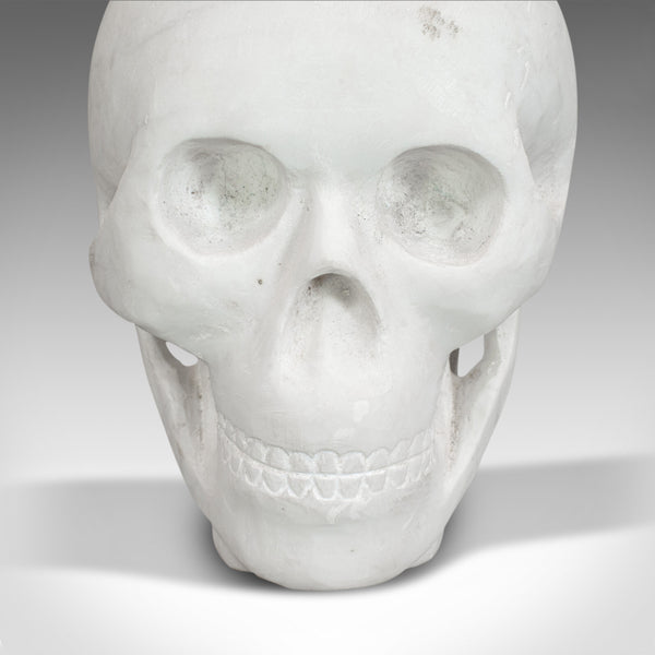 Vintage Decorative Skull, English, White Marble, Desk, Ornament, Paperweight - London Fine Antiques