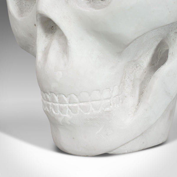 Vintage Decorative Skull, English, White Marble, Desk, Ornament, Paperweight - London Fine Antiques