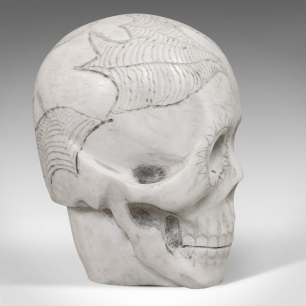 Vintage Decorative Skull Ornament, English, Marble, Showpiece, Dominic Hurley - London Fine Antiques