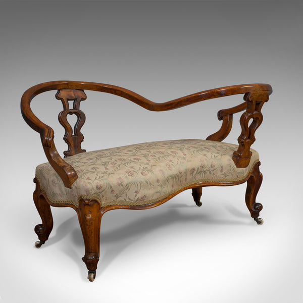 Antique Conversation Sofa, English, Fruitwood, Loveseat, Tete-a-Tete, Courting - London Fine Antiques