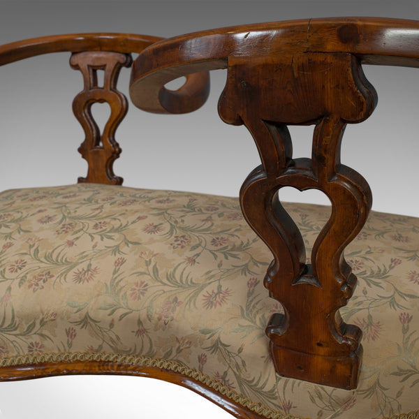 Antique Conversation Sofa, English, Fruitwood, Loveseat, Tete-a-Tete, Courting - London Fine Antiques