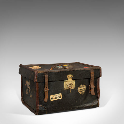 Antique Travel Trunk, English, Personal Carriage Chest, Hatbox, Circa 1910 - London Fine Antiques