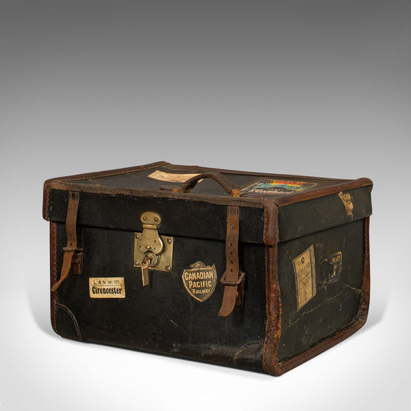 Antique Travel Trunk, English, Personal Carriage Chest, Hatbox, Circa 1910 - London Fine Antiques