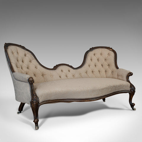 Antique Double Spoonback Sofa, English, Walnut, Camel Back, Victorian, 1850 - London Fine Antiques