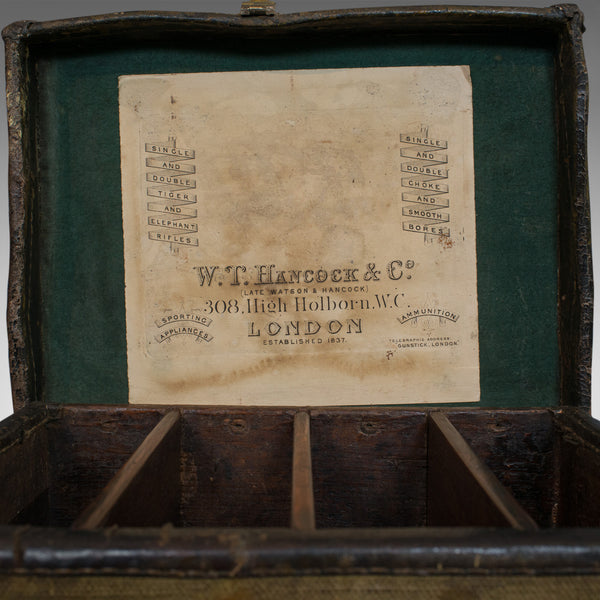 Antique Cartridge Case, English, Sporting Trunk, WT Hancock, London, Victorian - London Fine Antiques