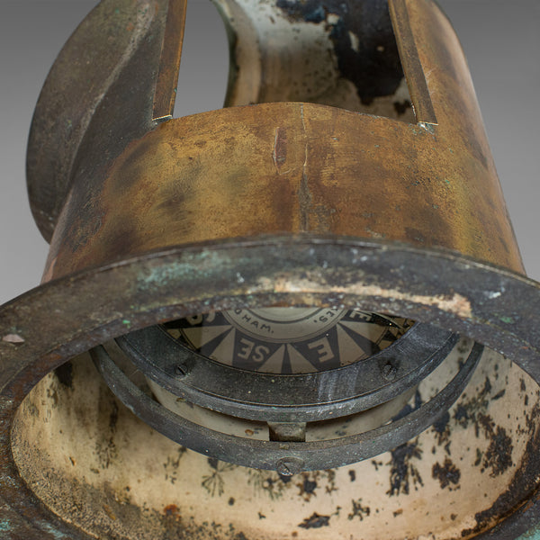 Vintage Binnacle Compass, English, Brass, Maritime, Navigation, Instrument - London Fine Antiques
