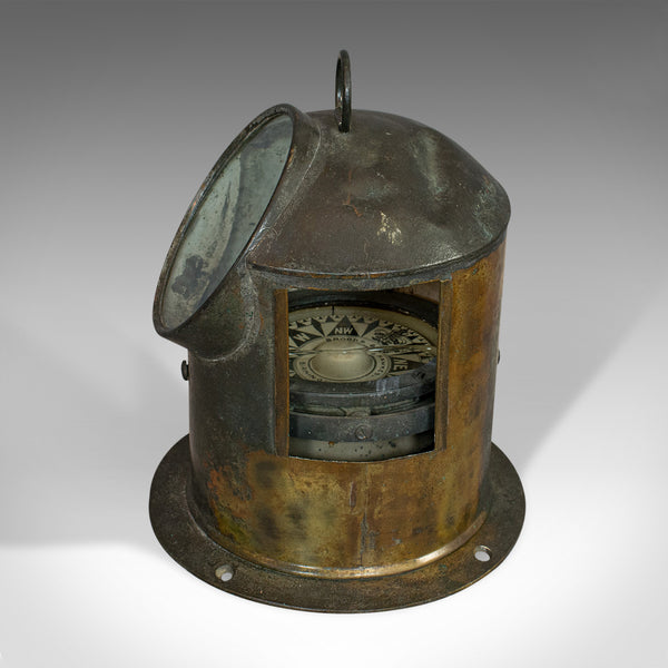 Vintage Binnacle Compass, English, Brass, Maritime, Navigation, Instrument - London Fine Antiques
