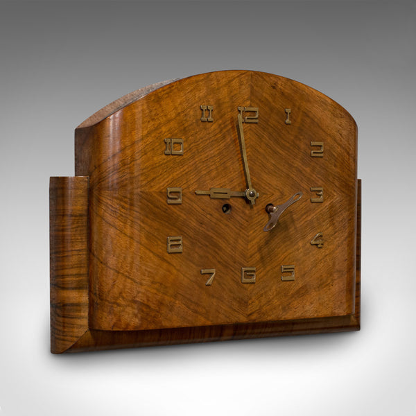 Large Vintage Wall Clock, English, Walnut, Art Deco, Maritime, 8 Day Chime - London Fine Antiques