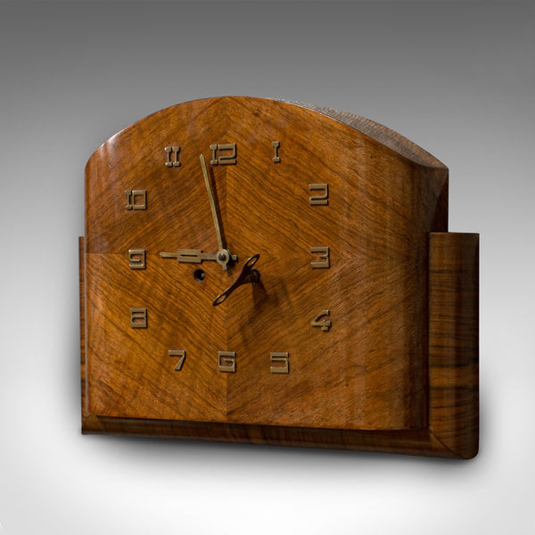 Large Vintage Wall Clock, English, Walnut, Art Deco, Maritime, 8 Day Chime - London Fine Antiques