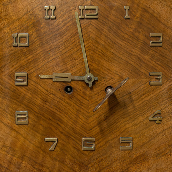 Large Vintage Wall Clock, English, Walnut, Art Deco, Maritime, 8 Day Chime - London Fine Antiques