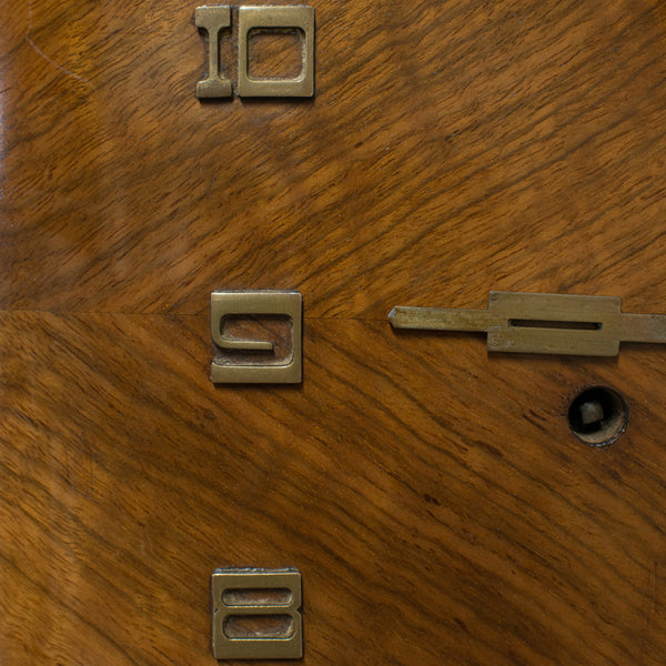 Large Vintage Wall Clock, English, Walnut, Art Deco, Maritime, 8 Day Chime - London Fine Antiques