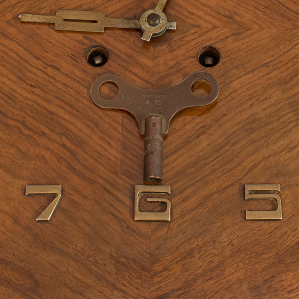 Large Vintage Wall Clock, English, Walnut, Art Deco, Maritime, 8 Day Chime - London Fine Antiques